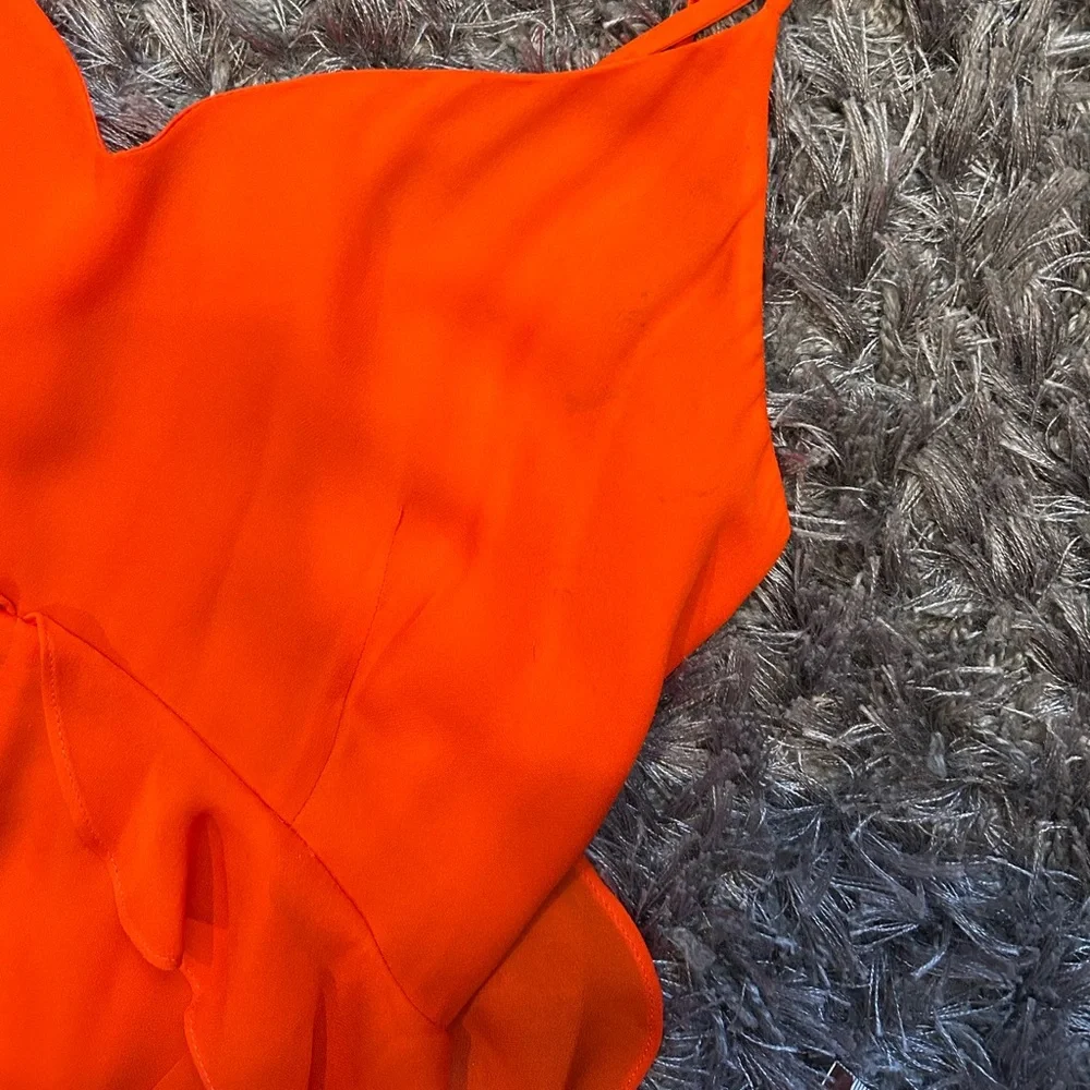 L'agence Silk Orange Ruffle Maxi Dress Size 2 - Picture 13 of 14